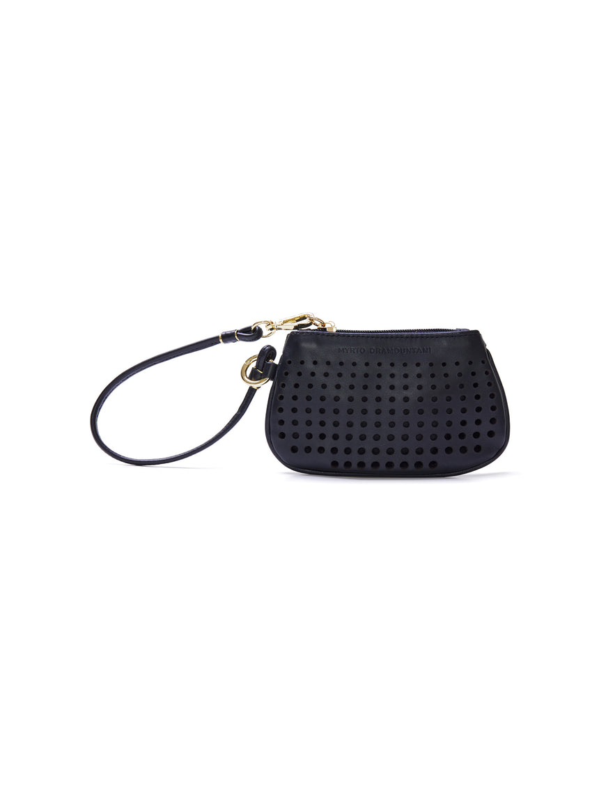 Black laser-cut small pouch